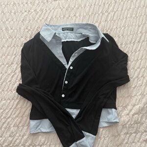 Black and White Button-Up Cardigan